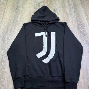 Vintage Juventus FC Mens Black Long Sleeve Performance Pullover Hoodie Size S